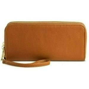 Full Size Wallet Cognac Brown Gold
